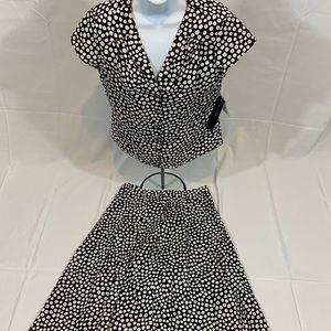 Jones New York 2 pc Black/White Polka Dot Outfit